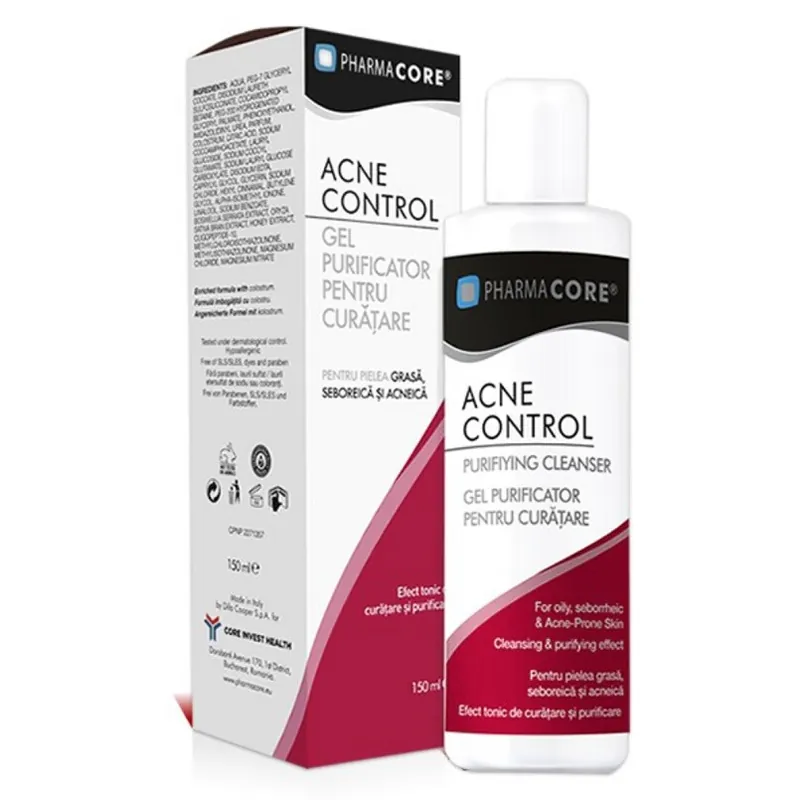 PHARMACORE ACNE CONTROL GEL DE CURATARE 150ML Reducere specială