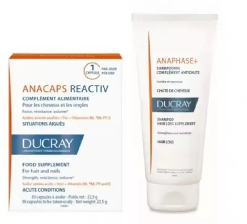 Reducere extra DUCRAY ANACAPS REACTIV 30 CAPSULE + SAMPON ANAPHASE+ 100 ML PACHET PROMO