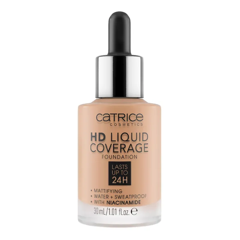 Noutate Fond de ten HD Liquid Coverage, 040 Warm Beige, 30 ml, Catrice