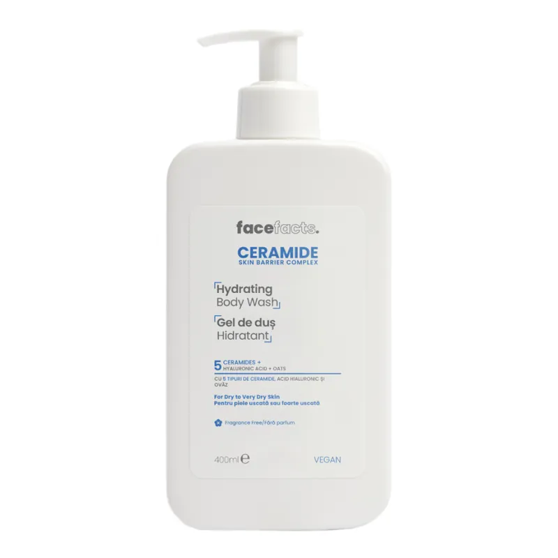 Gel de dus hidratant Ceramide, 400ml, Face Facts Livrare rapidă