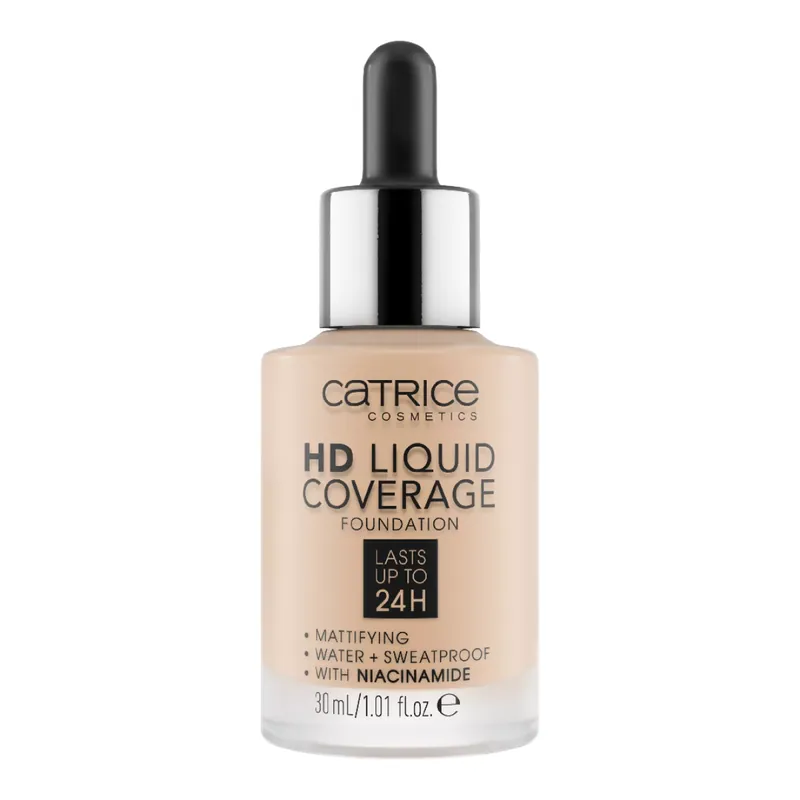 Fond de ten HD Liquid Coverage, 010 Light Beige, 30 ml, Catrice Expediere rapidă