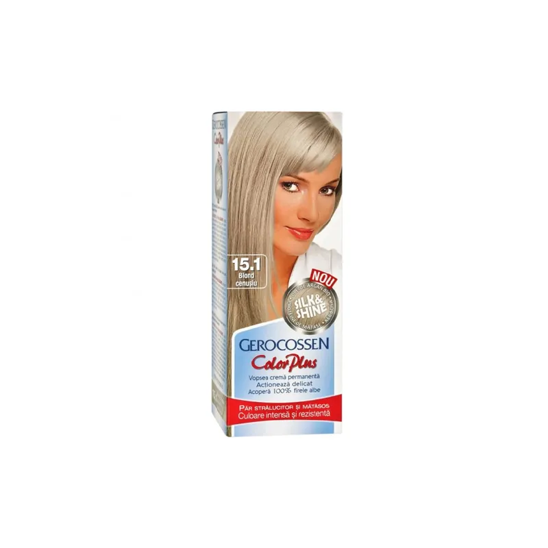Vopsea de par Silk&Shine, 15.1 Blond Cenusiu, 50ml, Gerocossen Ofertă