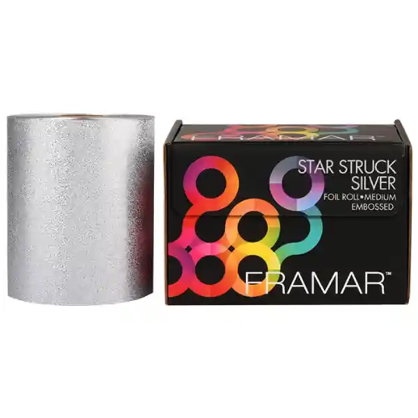 Rola folie aluminiu Framar Star Struck Silver embosata M pentru suvite 12.7cm x 97.5m Preț promoțional