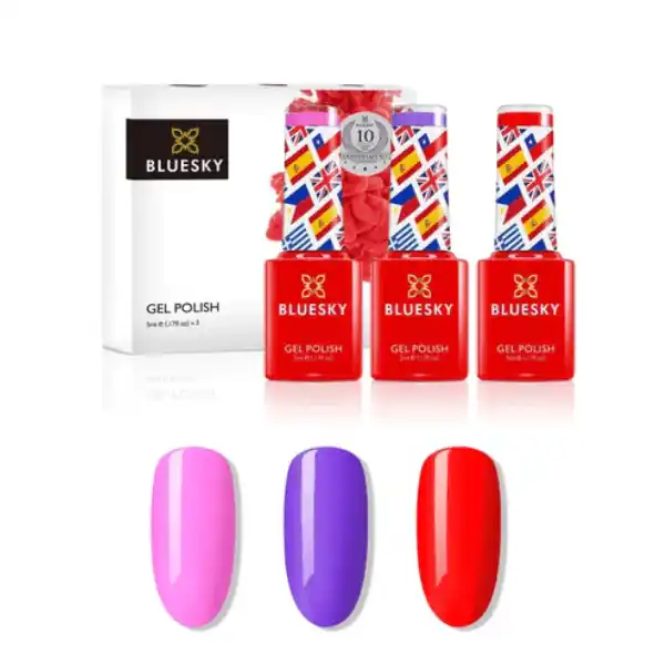 Ofertă Set lac de unghii semipermanent Bluesky 10 Year Anniversary mini trio 3x5ml