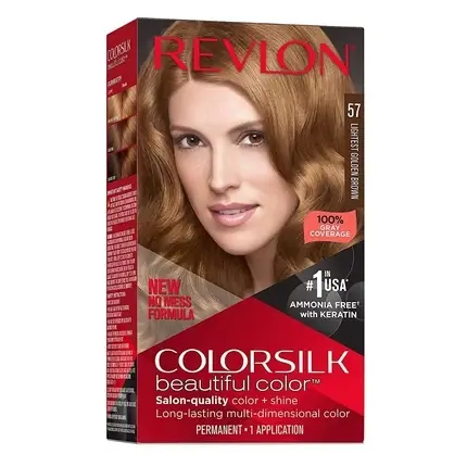 Bestseller Vopsea de păr permanentă, Revlon, ColorSilk Beautiful Color, 57 Șaten Auriu Deschis