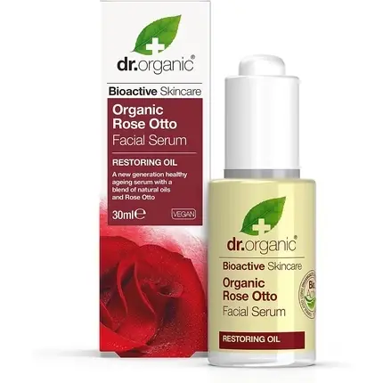 Ser facial, Dr Organic, Rose Otto, vegan, 30ml Reducere specială