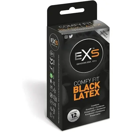 Prezervative, Exs, latex, negre, set 12 Ofertă de sezon