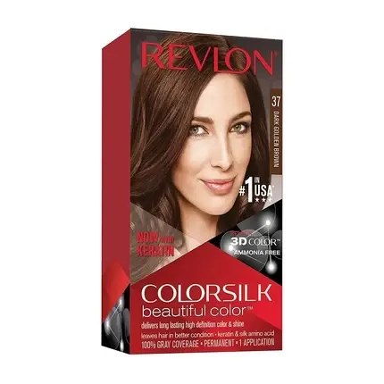 Vopsea de păr, Revlon, Colorsilk, castaniu auriu închis Premium
