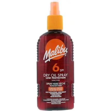 Spray ulei uscat, Malibu, SPF 6, portocaliu Popular
