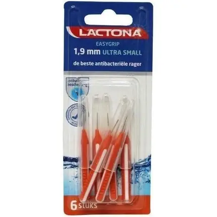 Periuțe Interdentare, Lactona, Easygrip, 1.9 mm, roșu, set 6 buc Preț redus