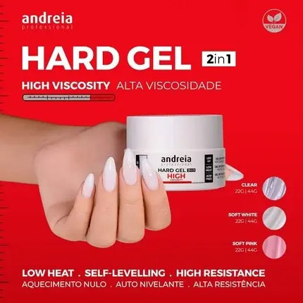 Reducere extra Gel Unghii Andreia 2-in-1 Soft Pink 22g Vâscozitate Mare