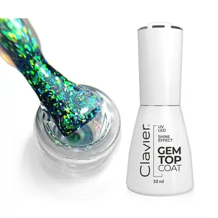 Ieftin Oja UV, Clavier, Gem Top Coat, sclipici verde emerald