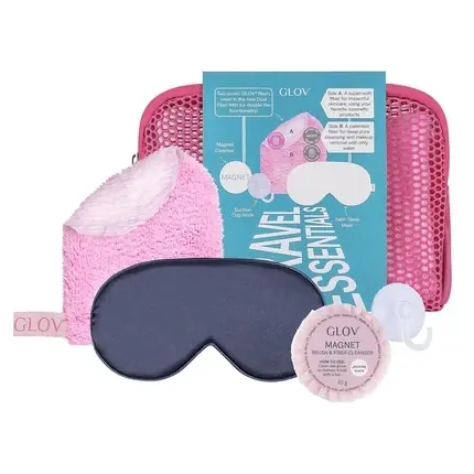 Ofertă limitată Set curățare față Glov, prosop microfibră roz, mască satin