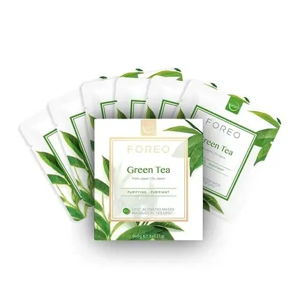 Lichidare de stoc Mască facială Foreo, Green Tea, curățare, 3 buc