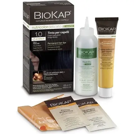 Vopsea de păr, Biokap, Rapid 1.0 Negru, 140ml Mai ieftin