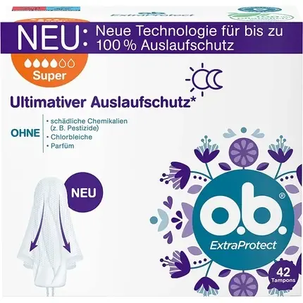 Reducere specială Tampon O.B, ExtraProtect, Super, alb, 42 bucăți