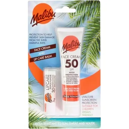 Cremă facială și balsam buze, Malibu, SPF 50 și SPF 30, alb Reducere de preț