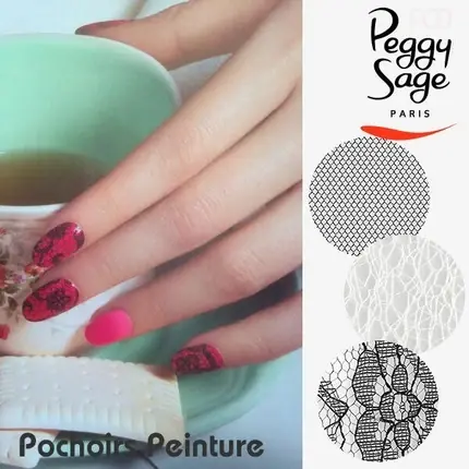 Disponibil imediat Șabloane Unghii, Peggy Sage, plasă alb
