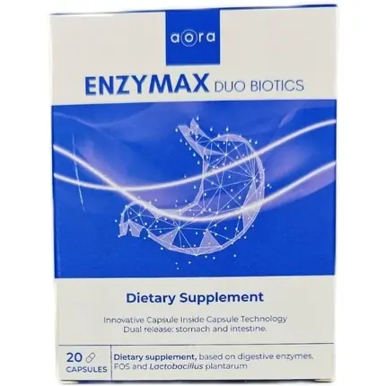 Livrare rapidă Supliment alimentar, Aora, Enzymax Duo Biotics, 20 capsule, albastru