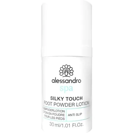 Loțiune pudră picioare, Alessandro, Silky Touch, alb, 30ml Premium