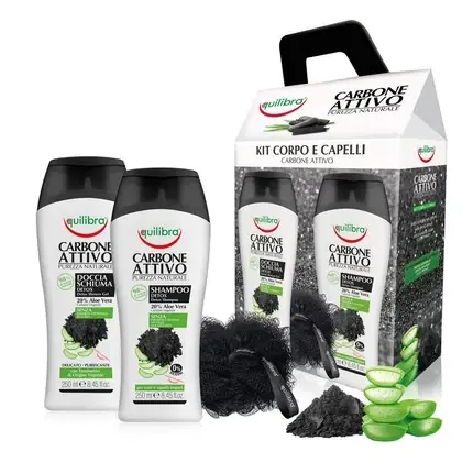 Reducere de preț Set Șampon și Gel Corp Equilibra Carbone, negru