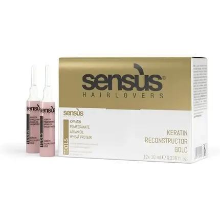Masca par, Sens.Us, Keratin Reconstructor Gold, set 12 fiole Ofertă limitată