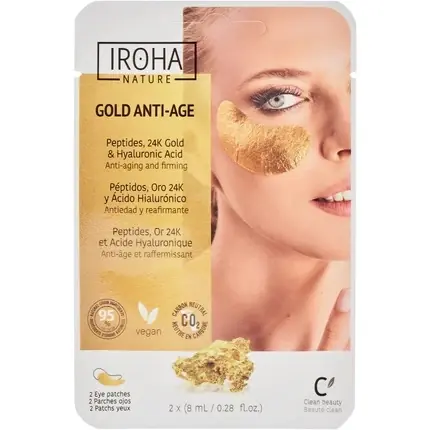 Retur ușor Mască Ochi, Iroha Nature, Extra Fermitate, Aur 24K, 1 Utilizare