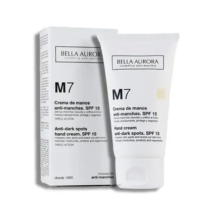 Cremă mâini Bella Aurora M7 alb, SPF15, 75ml Ultima șansă