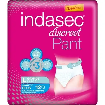 Cel mai vândut Chiloti Absorbanti Indasec, Large, 12 Unități