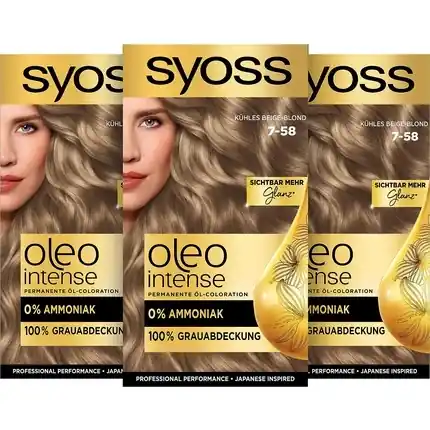 Vopsea Păr, Syoss, Oleo Intense 7-58 Blond Bej Preferatul clienților