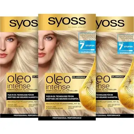 Ofertă limitată Vopsea păr, Syoss, Oleo Intense, extra blond platinat