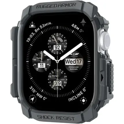 Reducere de preț Carcasă Apple Watch, Spigen Rugged Armor, gri închis