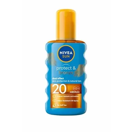 Ulei Solar Spray, Nivea Sun Protect & Bronze, SPF 20, 200 ml, Culoare Portocalie Mai ieftin