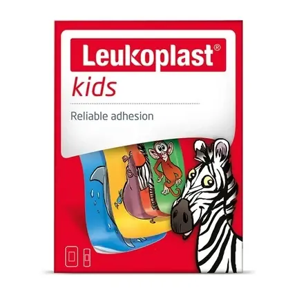 Bestseller Bandaje Leukoplast Kids, 60 bucăți, design animale (zebră, maimuță)