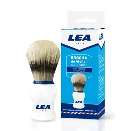 Broca de ras, Lea, Shave Brush Natural Hair, alb cu mâner natural Preț redus