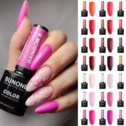 Plată securizată Gel de unghii Sunone Rainbow 5, roz vibrant, capacitate 5ml