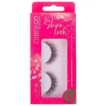 Ofertă exclusivă Rimă falsă Intervion Shine Look cu pietre, negru, 1 pereche