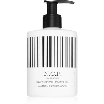 Săpun lichid, Côté Bastide, N.C.P. Facet 301, parfum Iasomie și Lemn de Santal, sticlă albă cu pompoară neagră Promoție