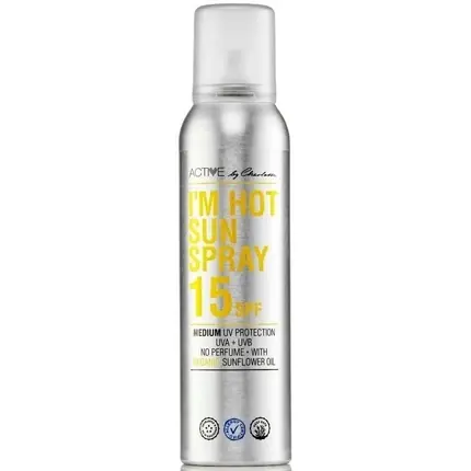 Disponibil imediat Spray Soare, Active By Charlotte I‘M Hot Sun Spray SPF 15, 150ml, Argintiu