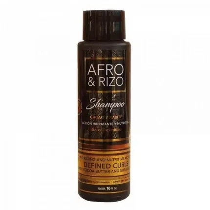 Shampoo Afro & Rizo, Cacao și Orez, Acțiune Hidratantă și Nutritivă pentru Buclă Definită, Culoare Maro închis, 453g Expediere rapidă