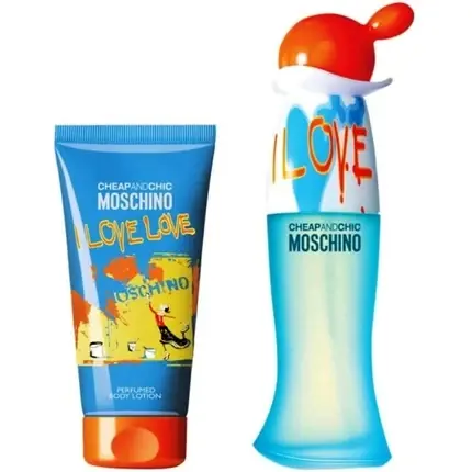 Set Parfum Moschino I Love Cheap, EDT 30ml + Loțiune Corp 50ml, Albastru Ofertă limitată