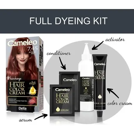 Creme vopsea păr Cameleo Intensive Red 7.45, kit complet vopsire Doar azi