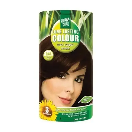Colorant de Păr Hennaplus Lasting 344 Dark Copper Brown, Ambalaj 149g Disponibil imediat