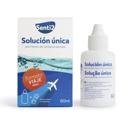 Soluție Hidratare Lentile Senti2 cu Acid Hialuronic și Etui pentru Lentile 60ml Cel mai bun preț