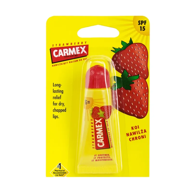 Balsam pentru buze cu SPF 15 si aroma de capsuni, 10 g, Carmex Ofertă exclusivă