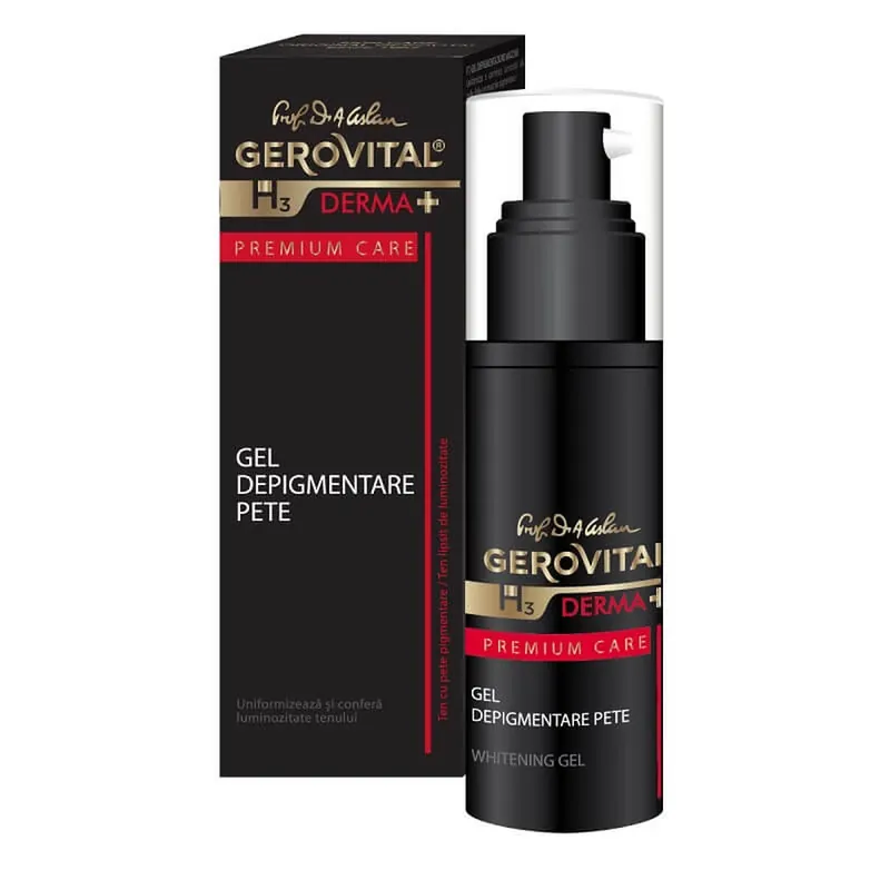 Calitate înaltă Gel depigmentare pete Gerovital H3 Derma+ Premium Care, 30 ml, Farmec
