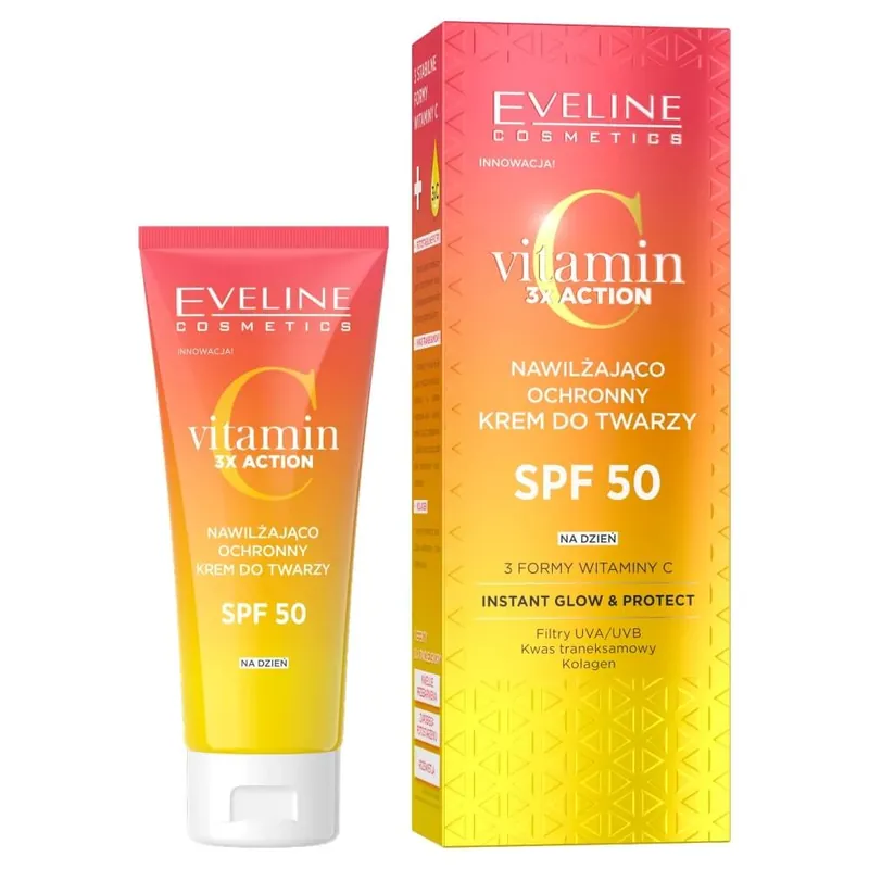 Preferatul clienților Eveline Cosmetics Vitamin C 3x Action Cremă de față hidratantă și protectoare SPF50, 30ml