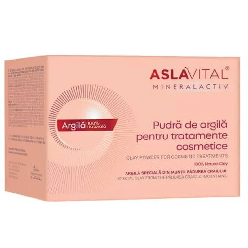 Pudra de argila pentru tratamente cosmetice Mineralactiv, 10 plicuri x 20 gr, Aslavital Vezi acum