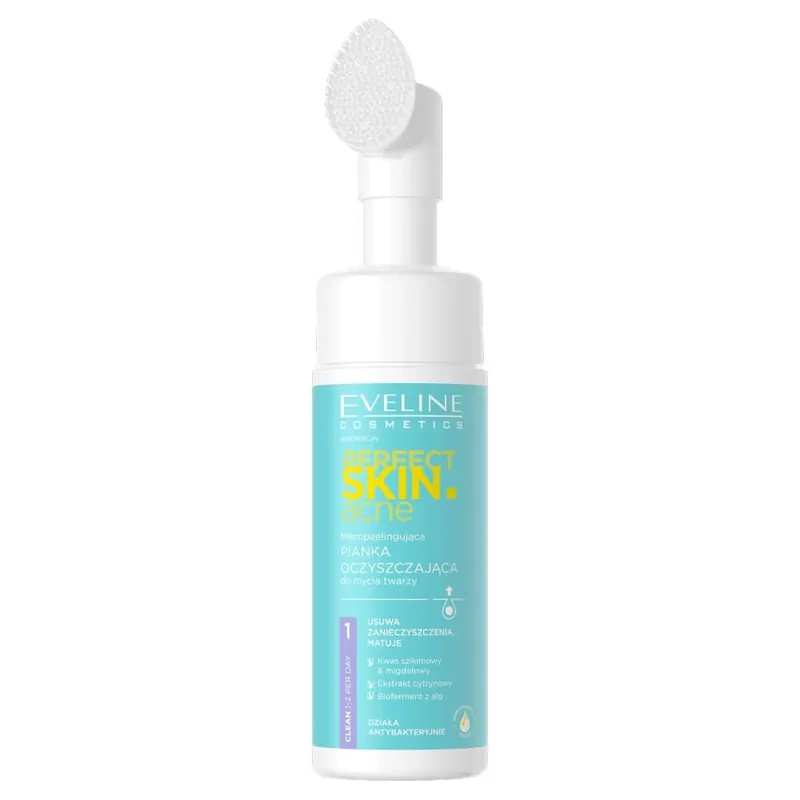 Nu rata Eveline Cosmetics Perfect Skin.acne Spumă de curățare cu perie pentru curățarea porilor, 150 ml