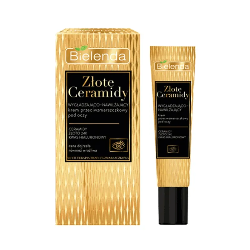Cumpără acum Bielenda Golden Ceramides, Cremă de ochi antirid netedă și hidratantă, ten matur și sensibil, 15 ml